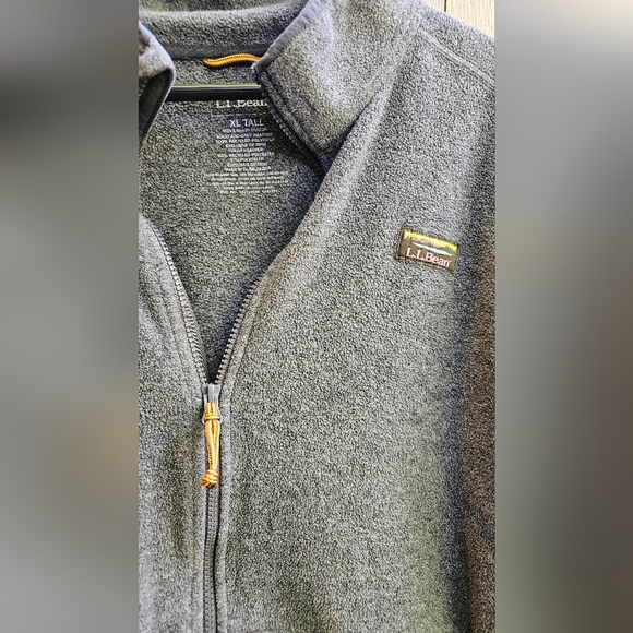 L.L. Bean Men's Gray Heather Full-Zip Jacket XL Tall Zip Up Sweater Chore Coat - Picture 2 of 5